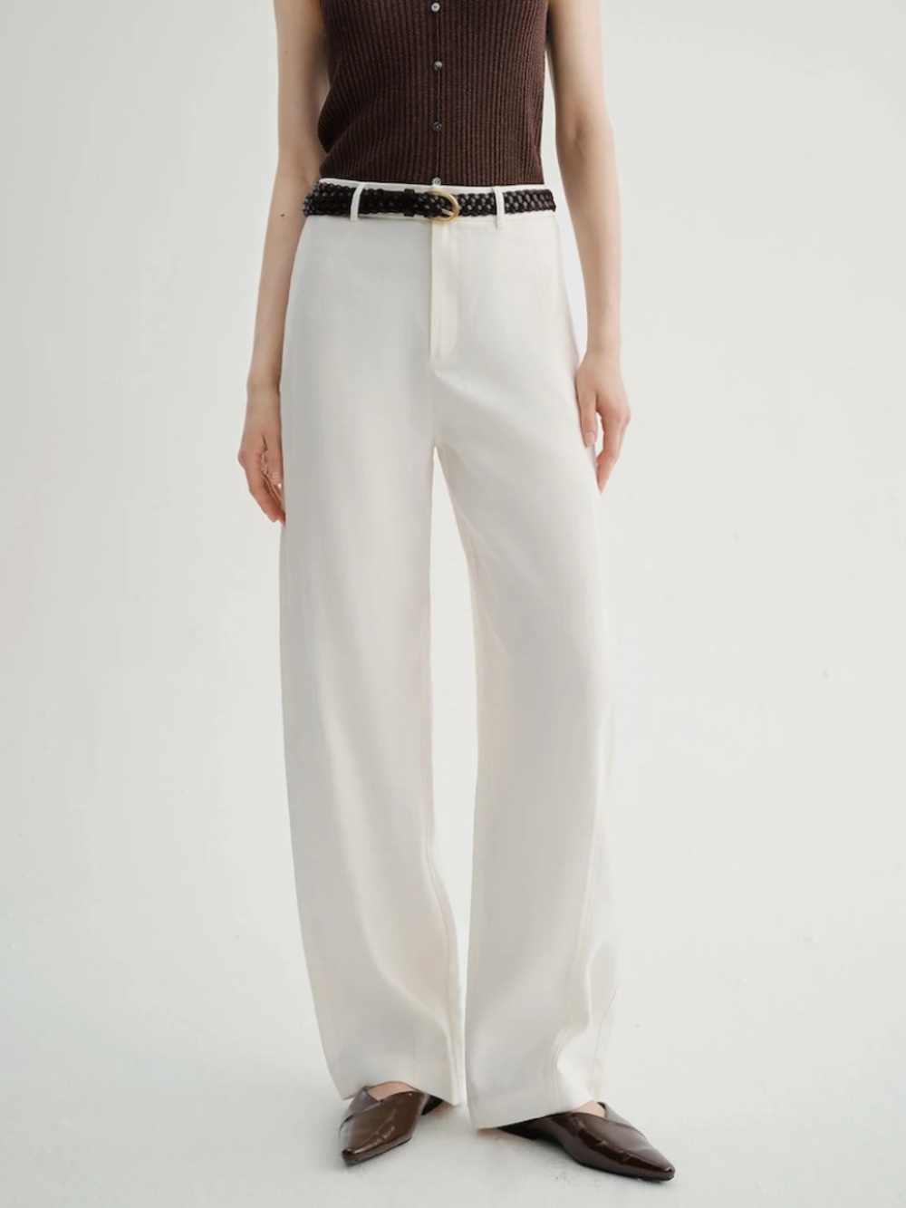 Meilleur Moment Linen-Blend Slight Barrel Pants in Size 6